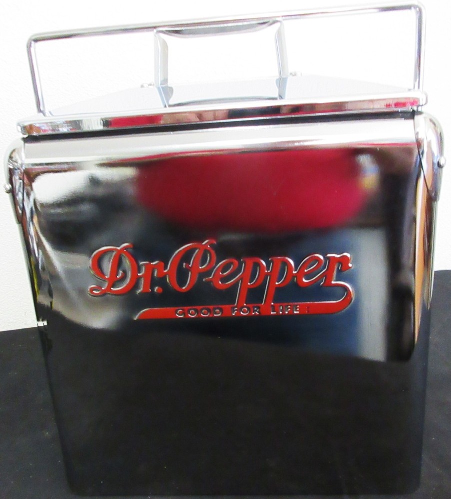 DR PEPPER Six Pack Soda Chrome Cooler  Embossed Lettering