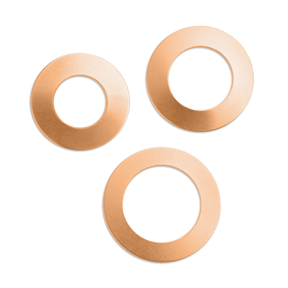 Copper Premium Stamping Washer Blank Variety Pack- 3 Discs