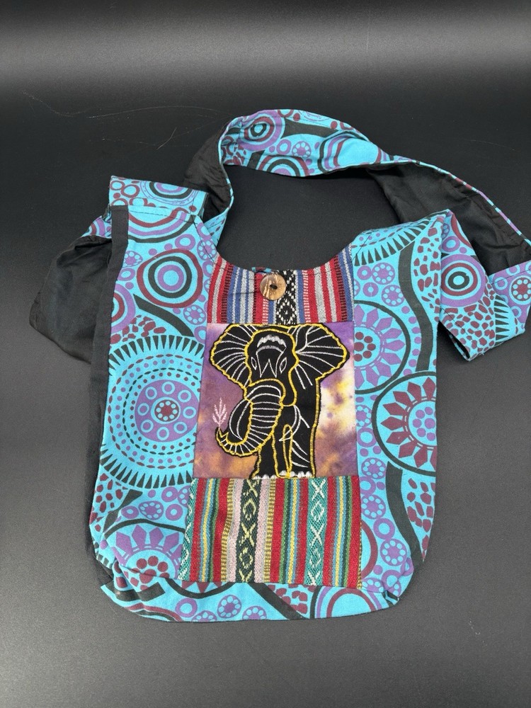 Rising International Shoulder Bag Elephant Multicolor Hippie Boho Embroidered