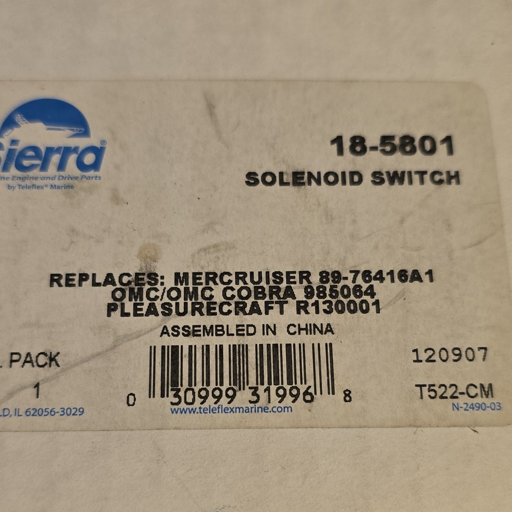 Sierra 18-5801 Solenoid Switch