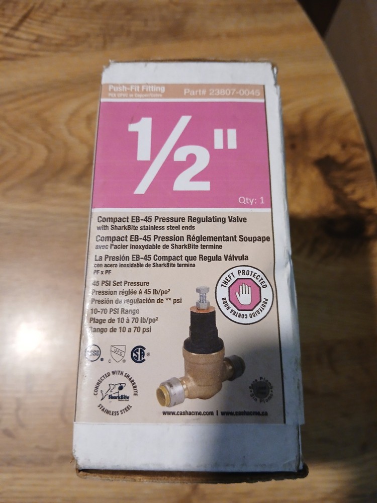 Compact EB-45 Pressure Regulating Valve 1/2" With SharkBite Stainless Steel Ends