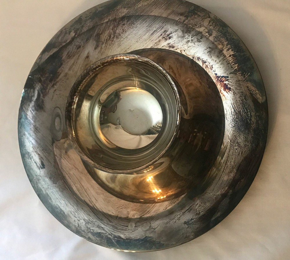 LARGE 12" SILVER PLATE CHIP AND DIP
