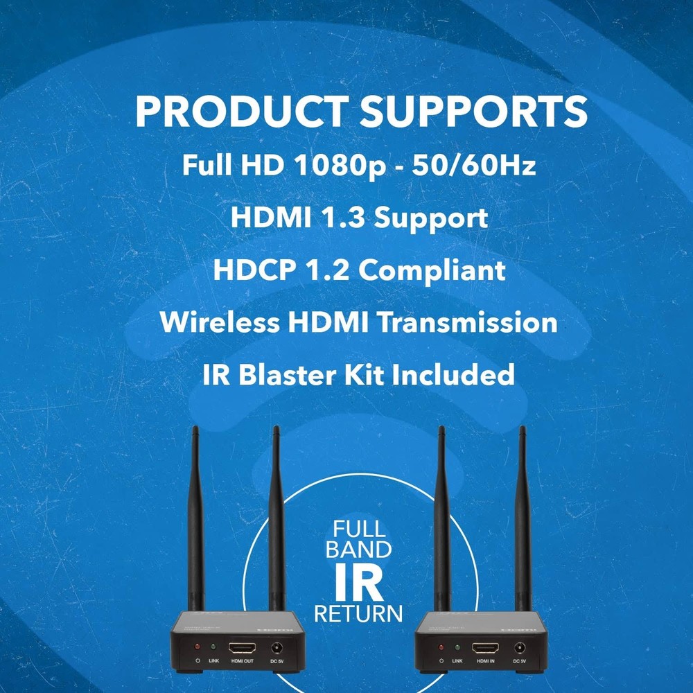 Orei Wireless HDMI Transmitter & Receiver WHD-PRO100-K - Black w/ IR Support