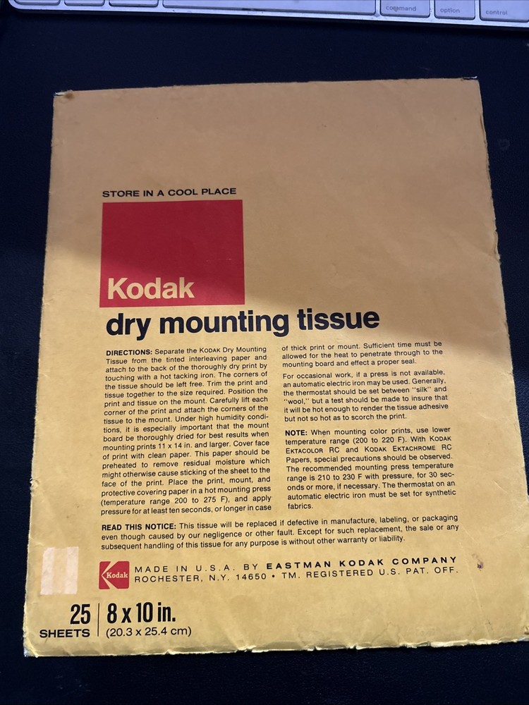 Kodak Dry Mounting Tissue 8x10 21 Sheets