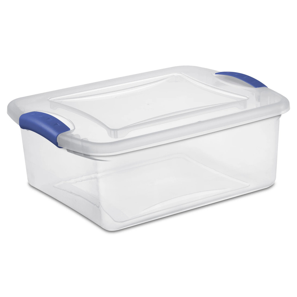 (3 Pack) 15 Quart Small Latching Storage Bin, Clear Plastic Storage Container w