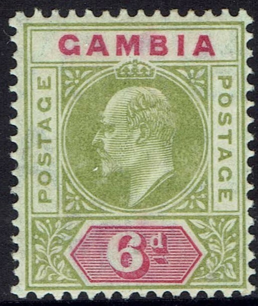 GAMBIA 1904 KEVII 6D WMK MULTI CROWN CA