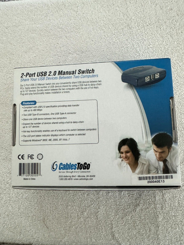 Cables To Go 2-Port USB 2.0 Manual Switch - OPEN BOX