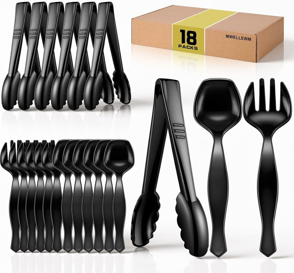 Mwellewm Serving Utensils, 8.5'' Plastic Serving Utensils Set, Disposable