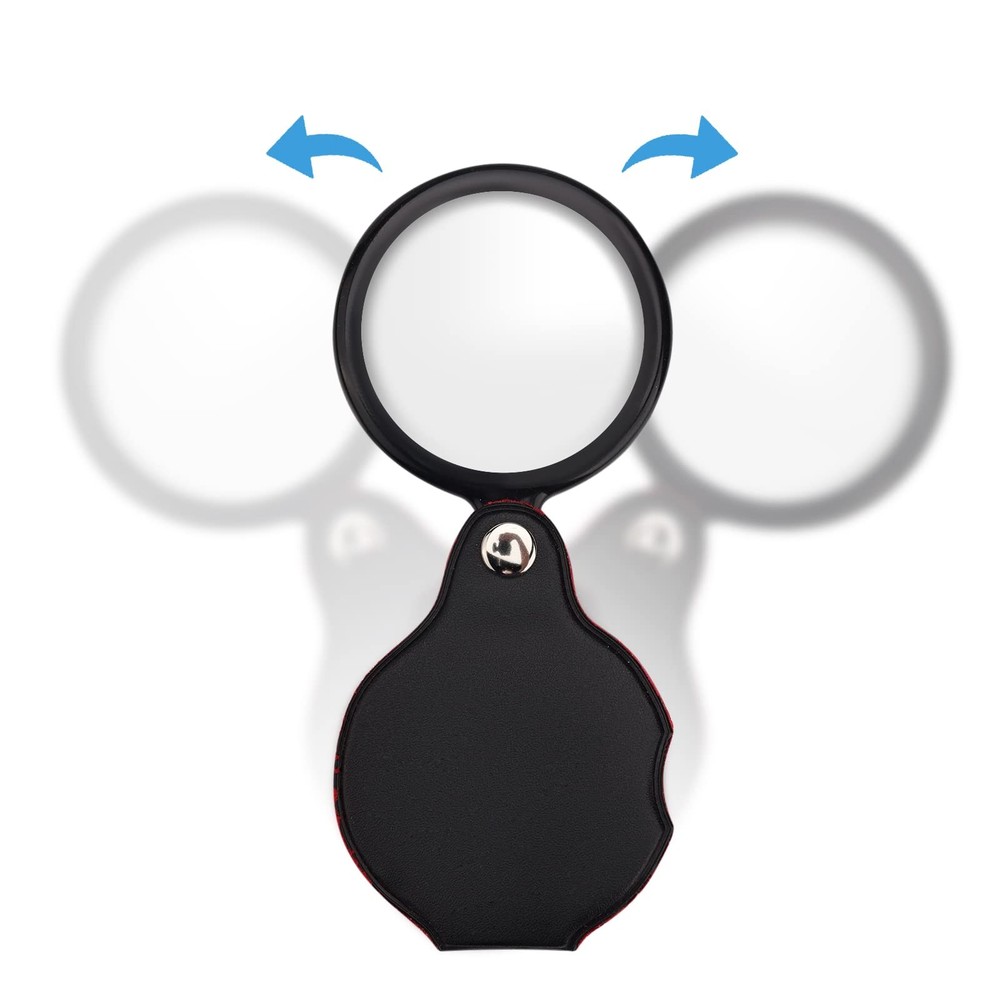 5 Pack 10X Foldable Magnifying Glass with Rotating Protective Cover for Reading