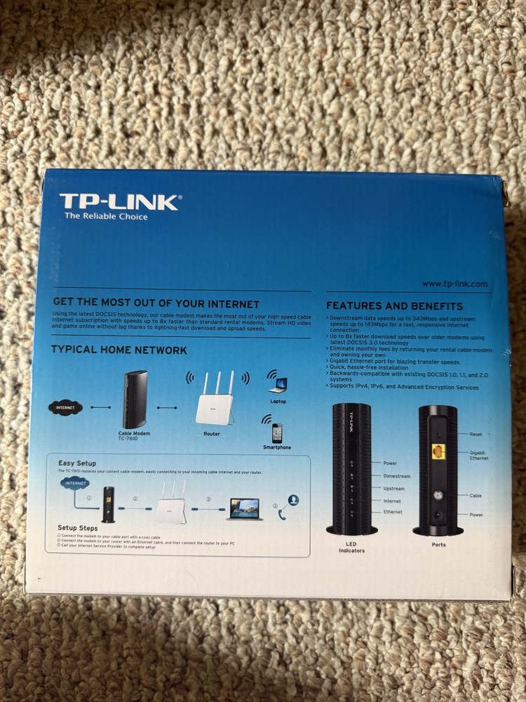 TP-Link TC-7610 DOCSIS 3.0 Cable Modem – Tested & Working