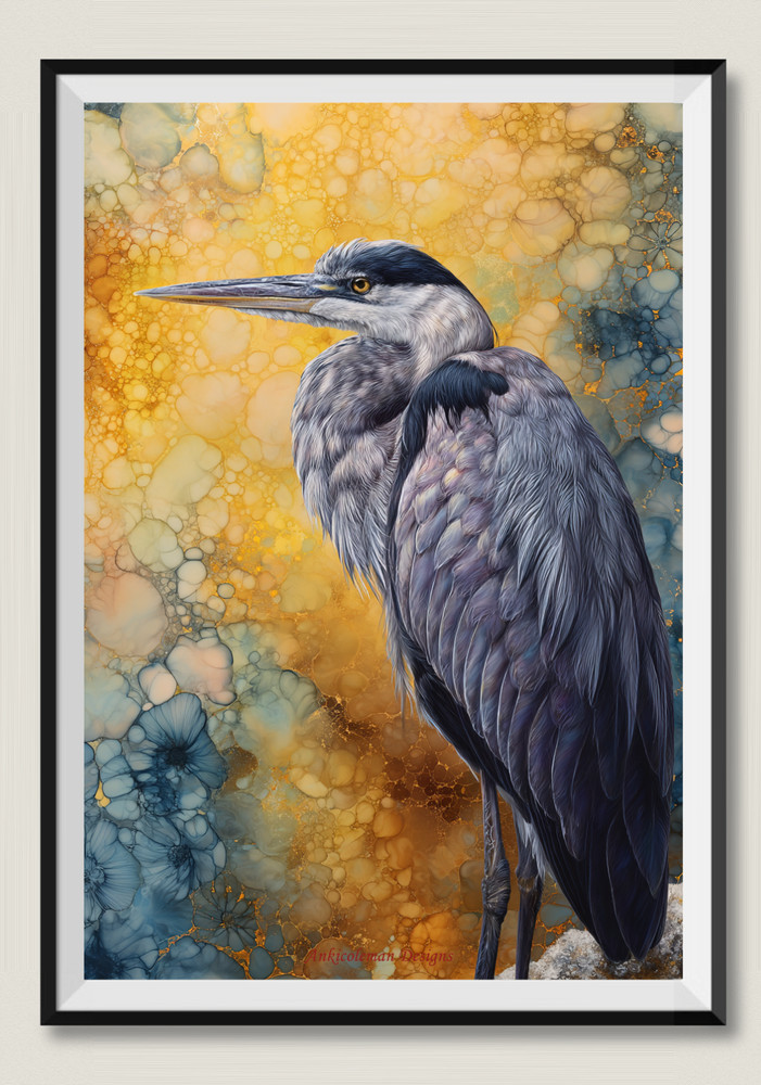 River Heron - DIY Chart Counted Cross Stitch Patterns Needlework DMC Color
