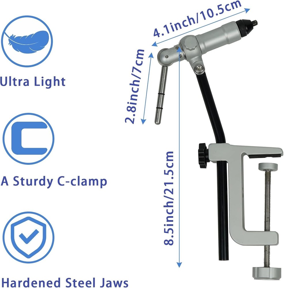 Riverruns Quality Rotary Fly Tying Vise Fly Tying Tools Fly Tying Materials