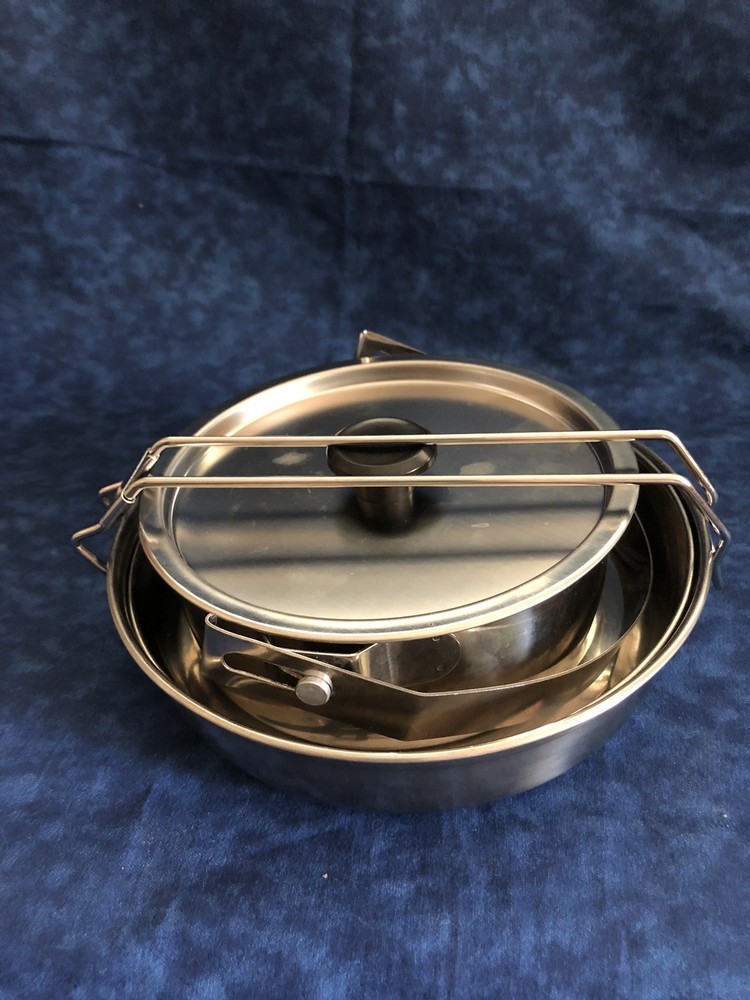 Three Piece STAINLESS STEEL MESS KIT Camping Backpacking SCOUTS Trip