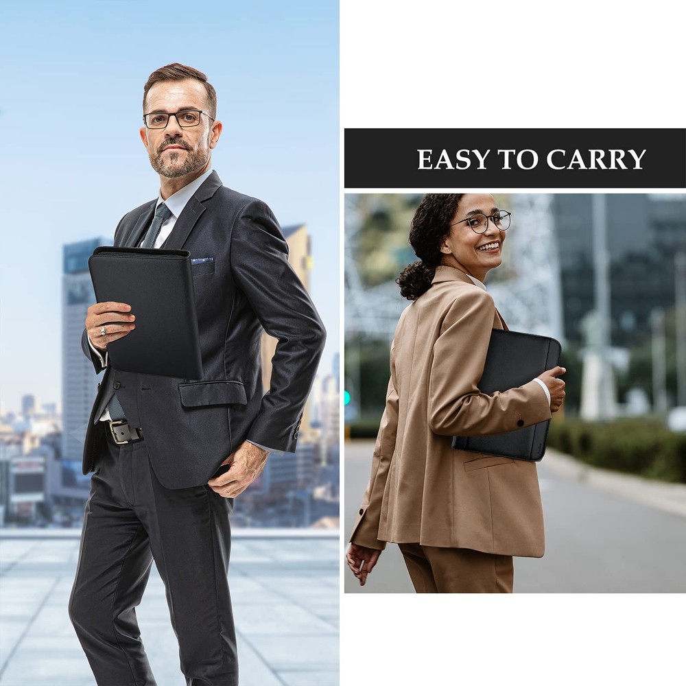 ProCase Portfolio Business Padfolio Folder with Zipper, Conference Black