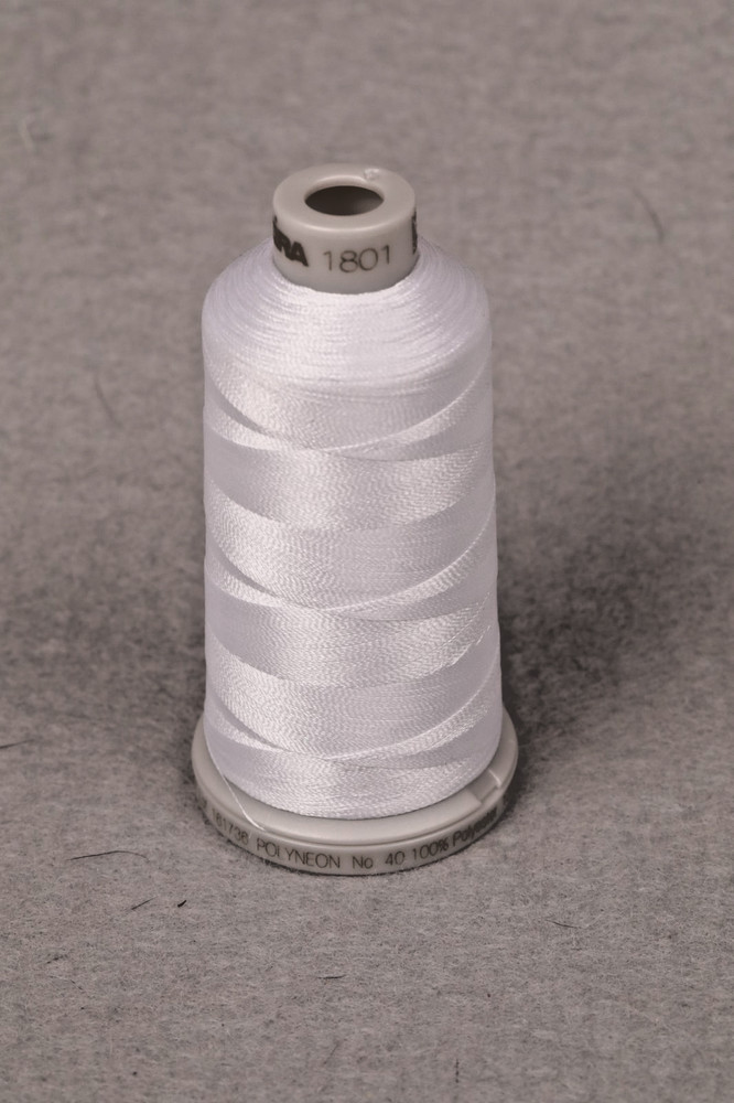 MADEIRA POLYESTER SEWING MACHINE EMBROIDERY WHITE  THREAD 1 SPOOL  1000m 1801
