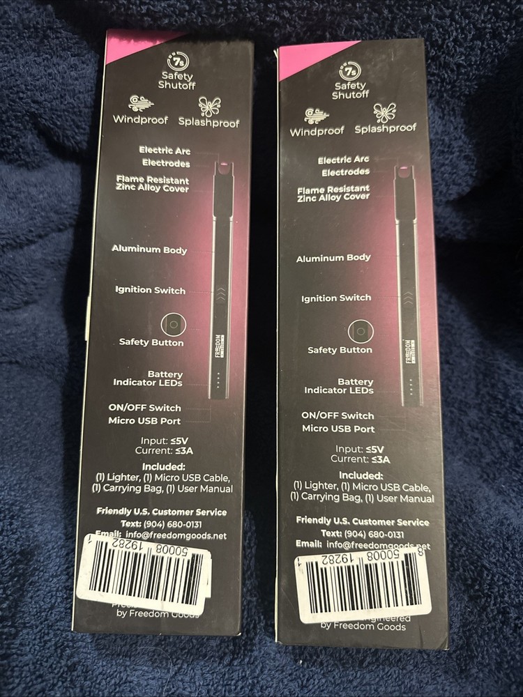 2-Pack Plasma lighter, 200 MAH, 500 Lights Per Charge, USB Cable New
