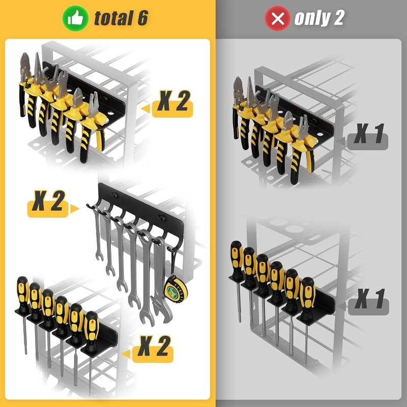 Power Tool Organizer Wall Mount, 4-Tier Tool Storage Rack with 12 Drill Holders