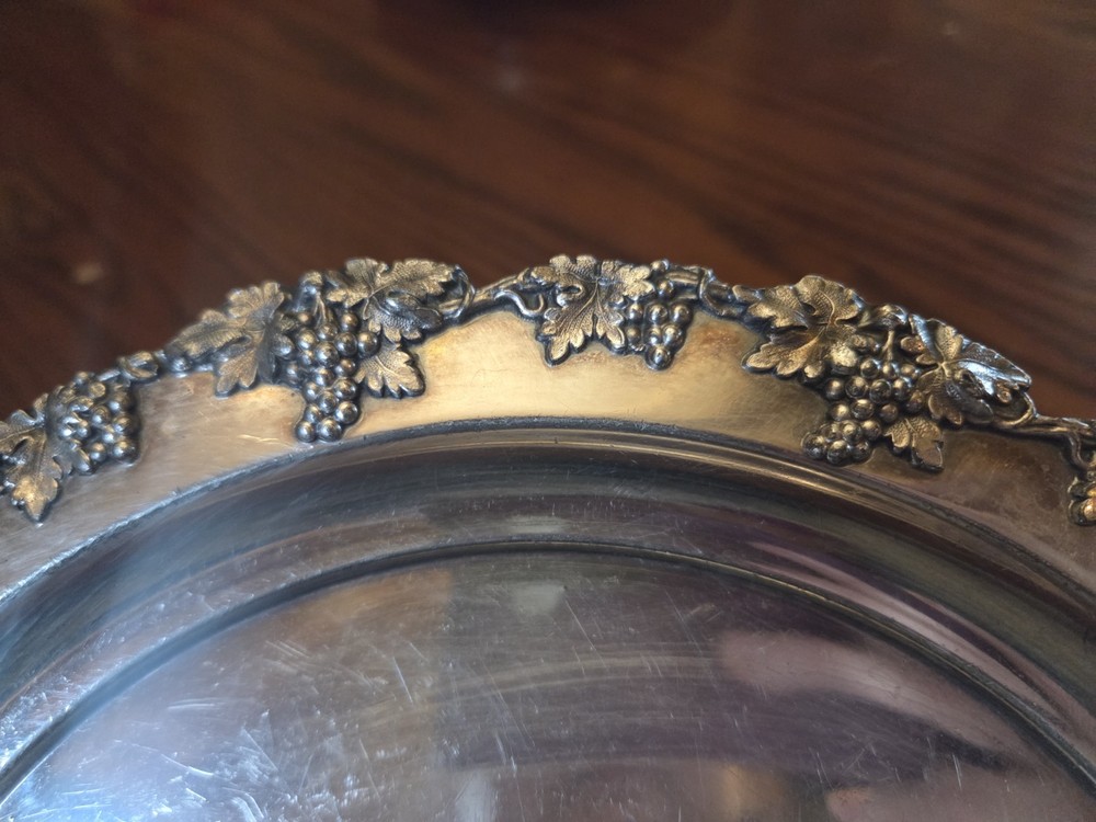 Vintage Homan Silverplate Tray With Grapevine Edge