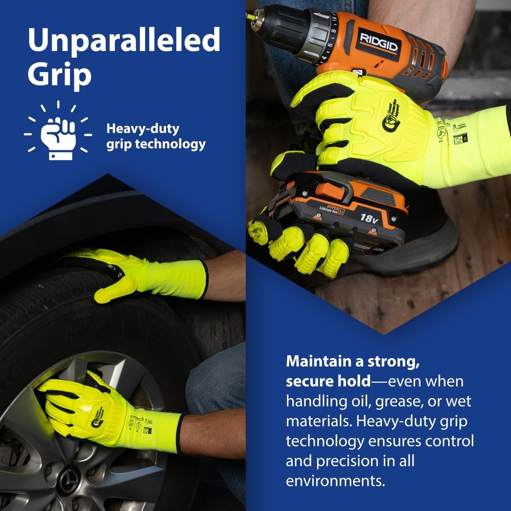 Quest Protective Apparel High Visibility Cut and Impact Resistant Work Gloves...