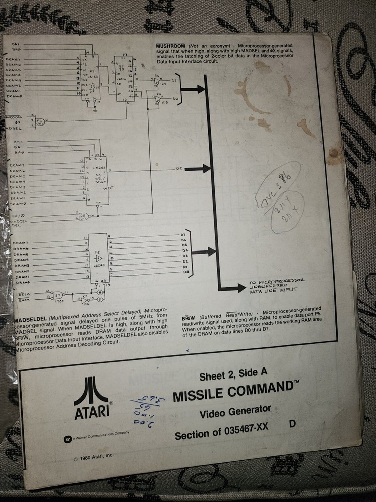 Missile Command Schematics Atari Arcade