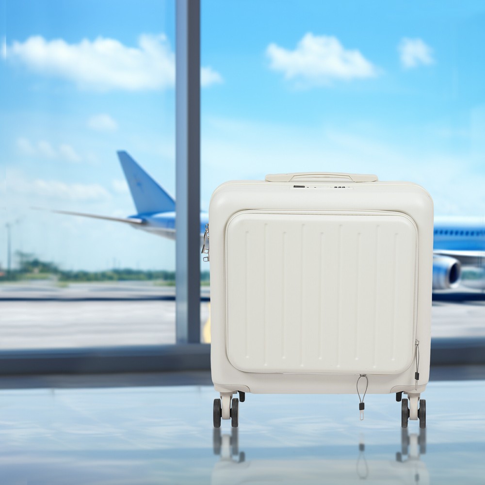 18" front Open Multi-function Suitcase Password Suitcase W/ USB Port+Cup holder