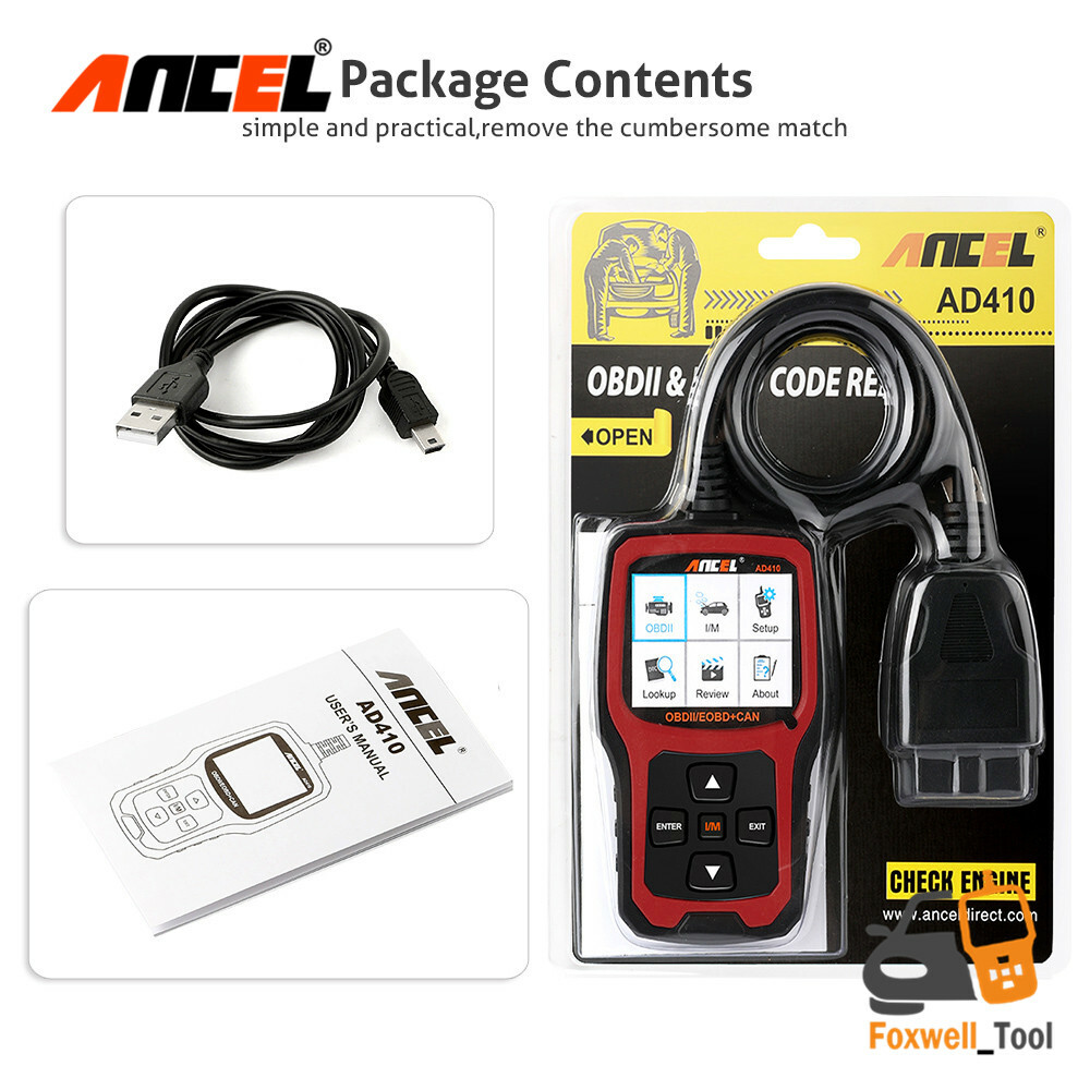 Automotive OBD Code Reader OBD2 Scanner Car Engine Fault Diagnostic AD410 AD310