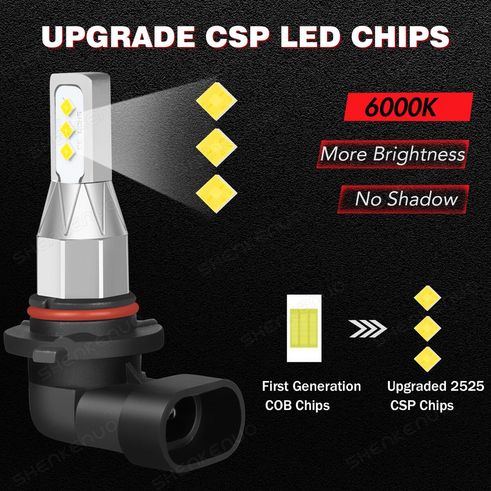 9005+9006 COMBO LED Headlight Bulbs Kit High/Low Beam Super Bright 6000K White