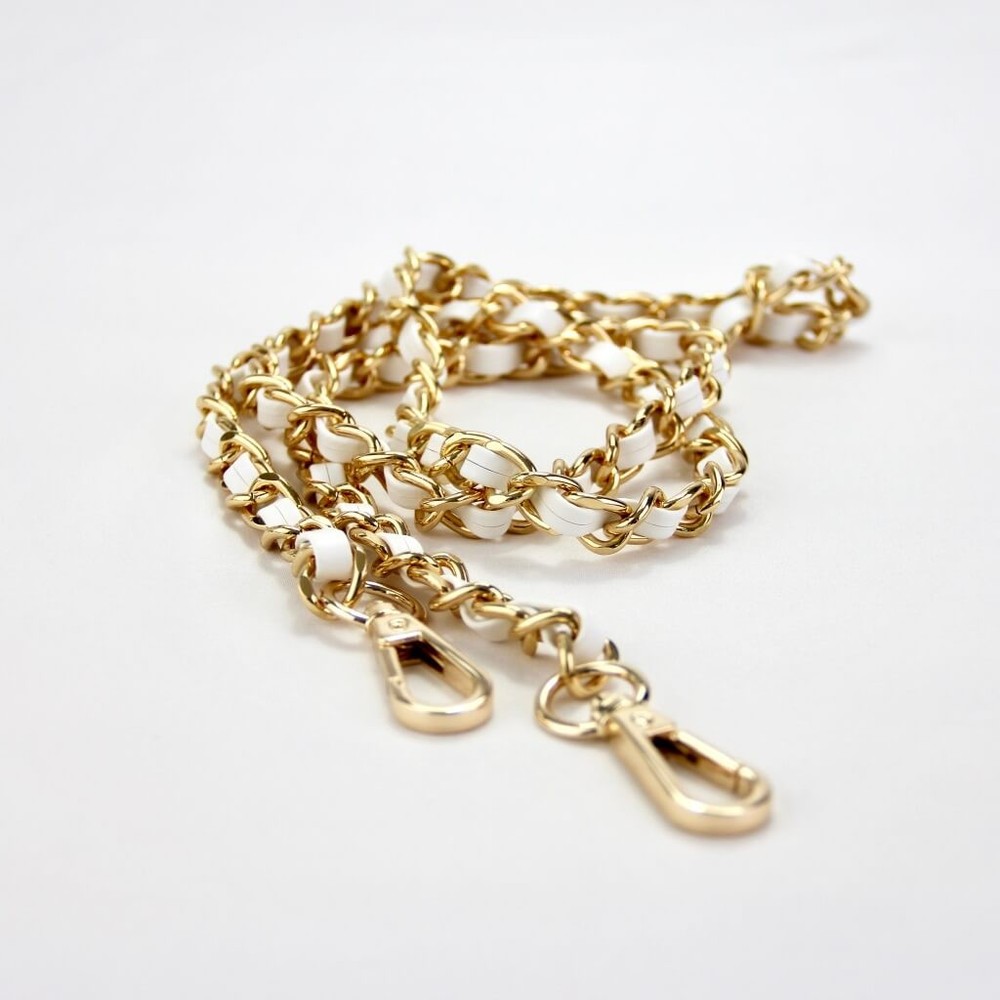 Inline Leather Chain Strap (White) - Cottonraffia