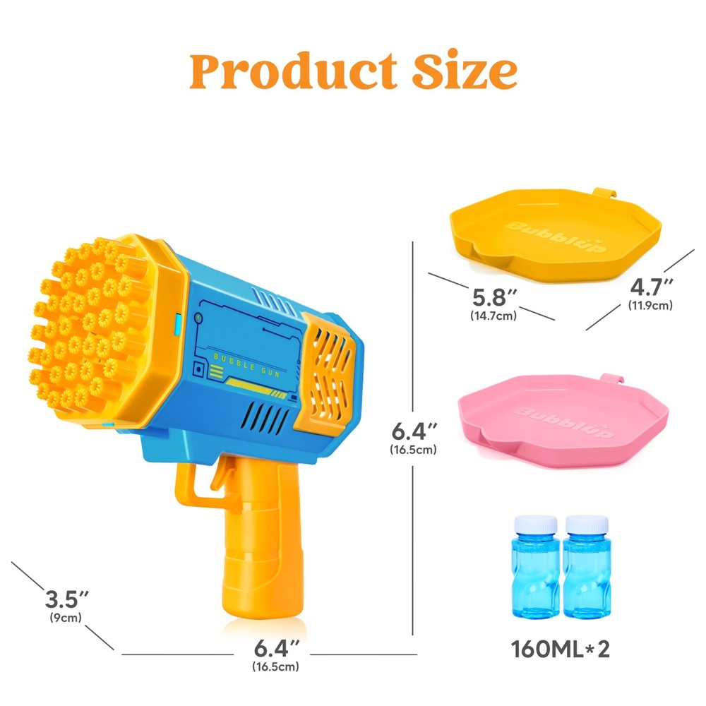 Sloosh 2 PCS Bubble Machine, Bazooka Rocket Shape Gun Small, Blue+pink