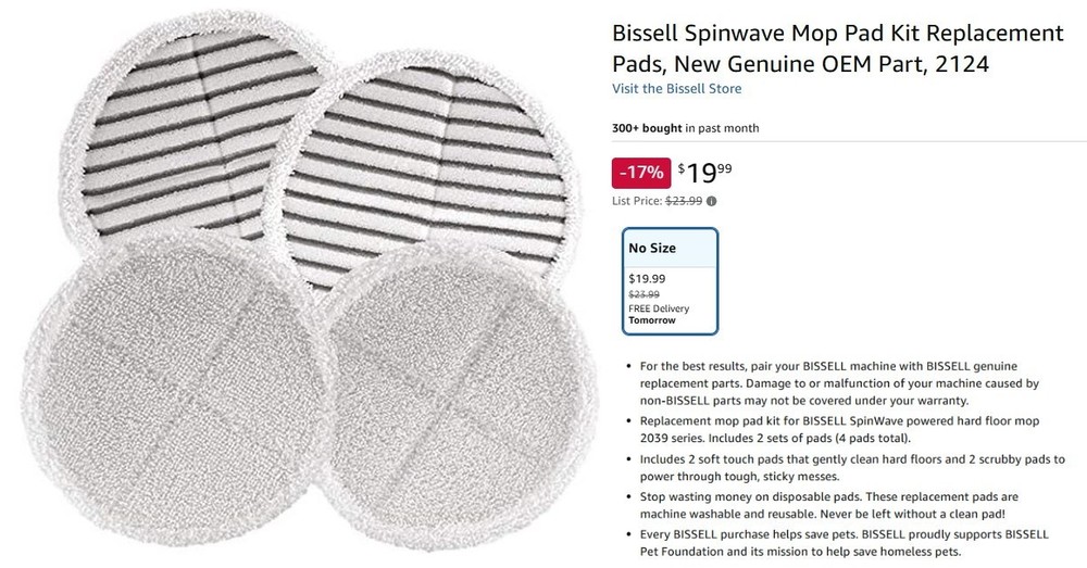 BISSELL #2124 Mop Pad Kit (NEW)