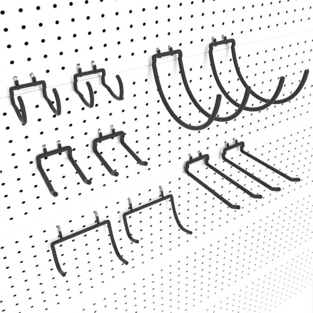 Peg Board Tool Utility Hooks Pegboard Accessories Assorories 10PC Black