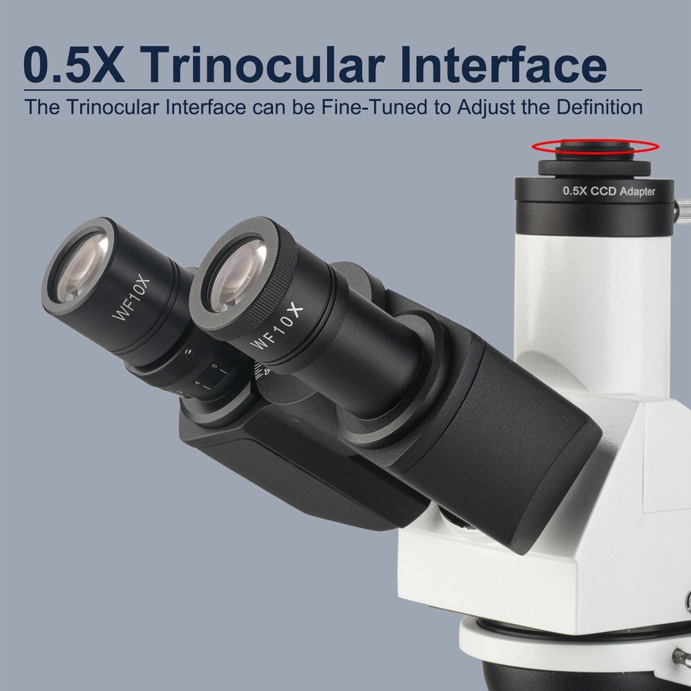 0.5X Triocular Microscope Mounting Interface 31.75mm Camera Interface 25mm