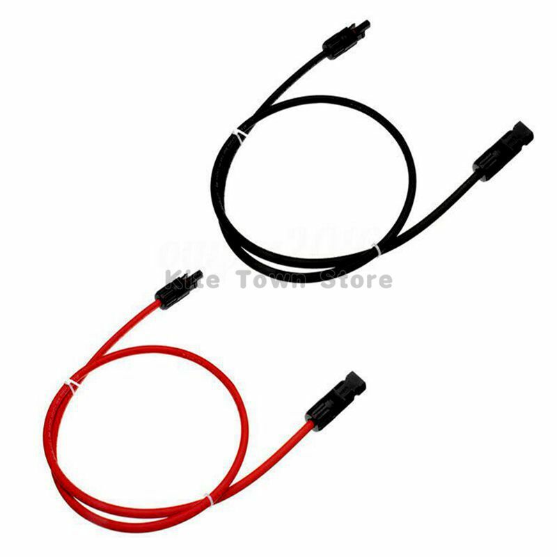 US 1 Pair Black + Red Solar Panel Extension Cable Wire Connector 10 AWG