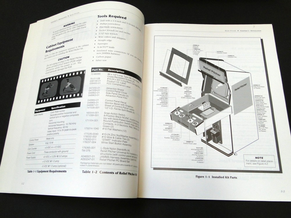 Vintage 1992 Atari: Relief Pitcher Arcade Kit Installation Instructions