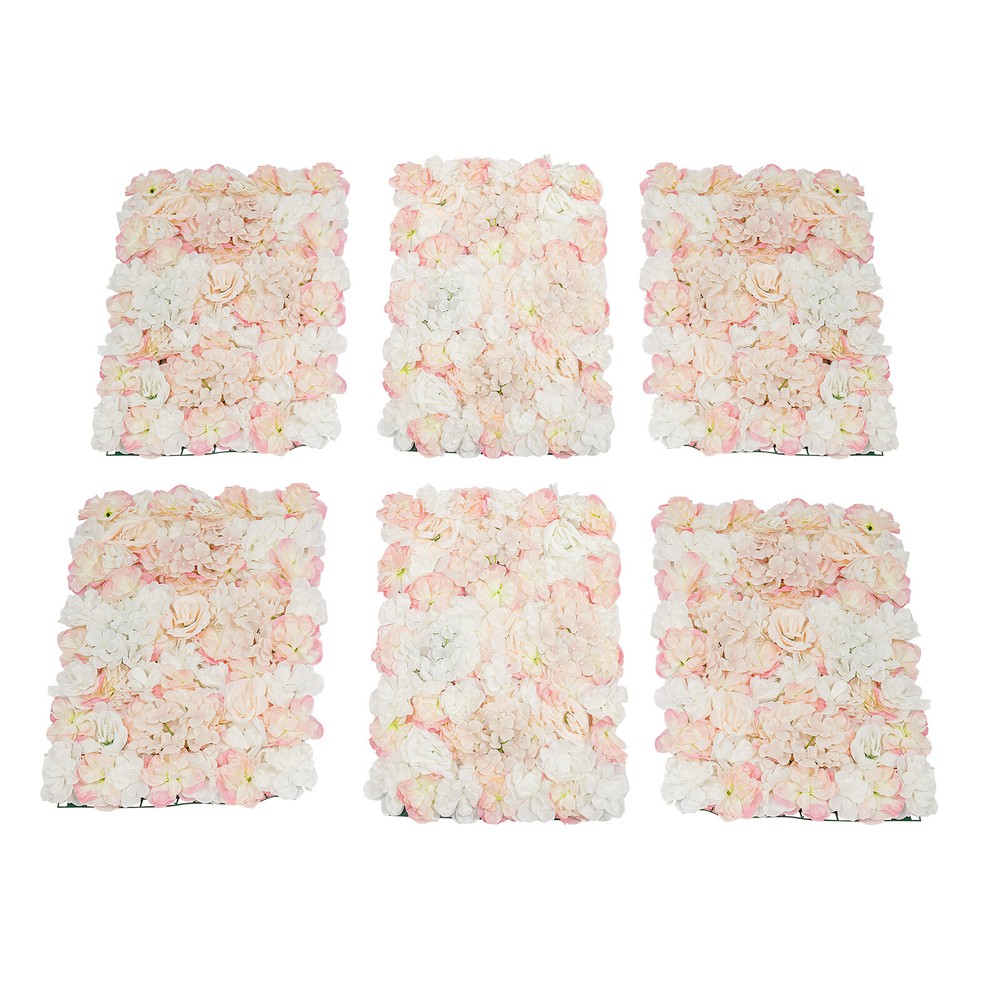Artificial Flower Wall Backdrop 6 Panel Set Wedding Decor Champagne White Roses
