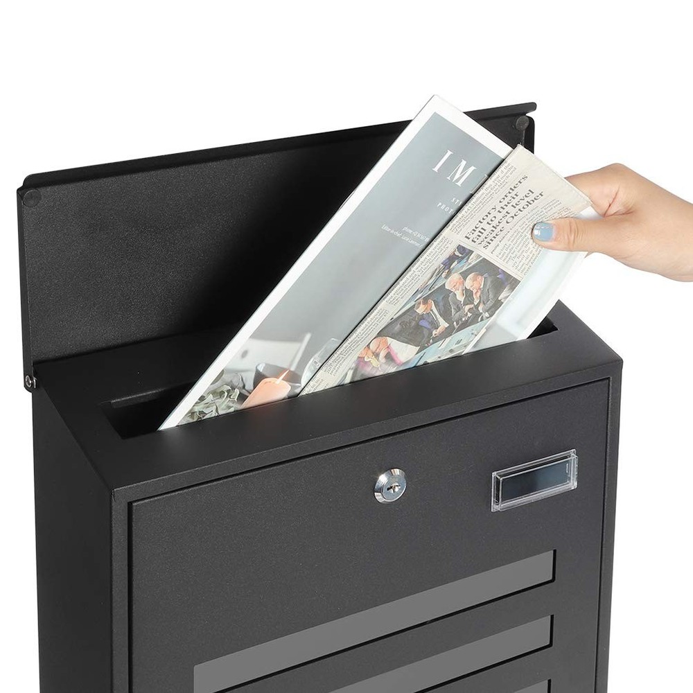 Secure Locking Wall Mounted Mailbox Large Capacity Black