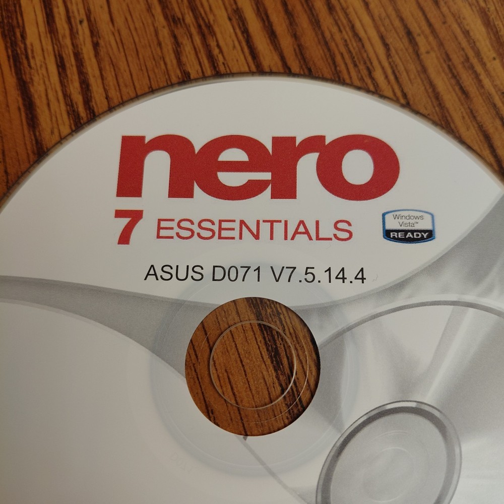 Nero 7 Essentials 2008 Asus D071 V7.5 14.4 Software Disc