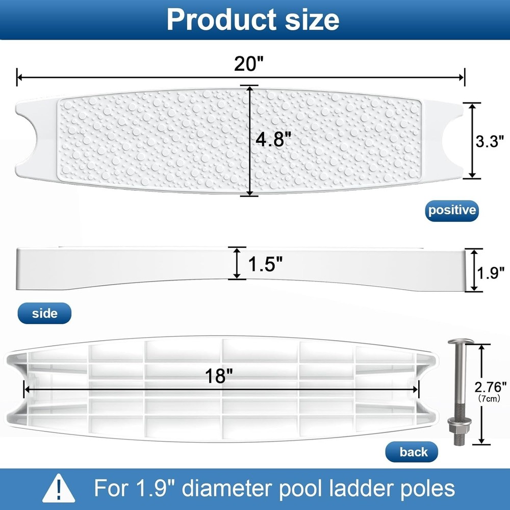 Pool Ladder Steps Replacement 3-Pack Heavy Duty Plastic Inground Pool Accessory