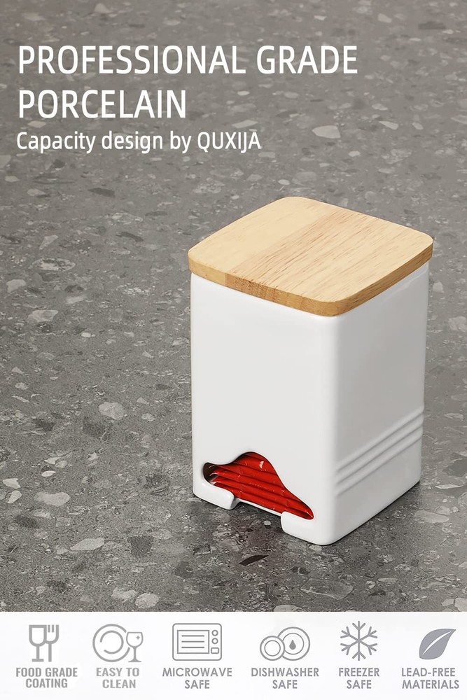 Ceramic Tea Bag Storage Organizer Caddy Holder With Lid white