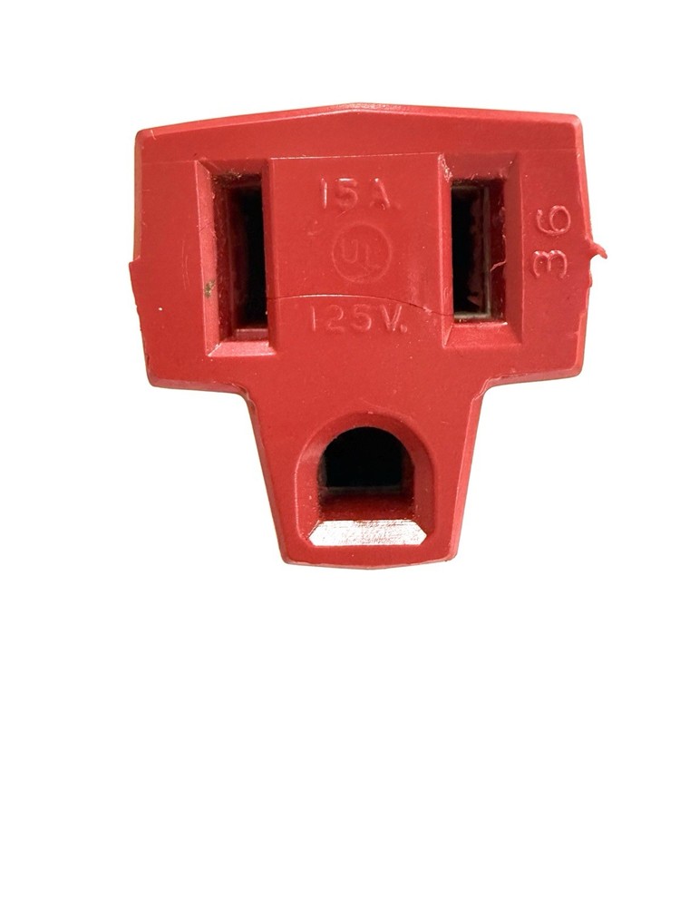Vintage Electrical Outlet Adapter Plug Red 15A 125V