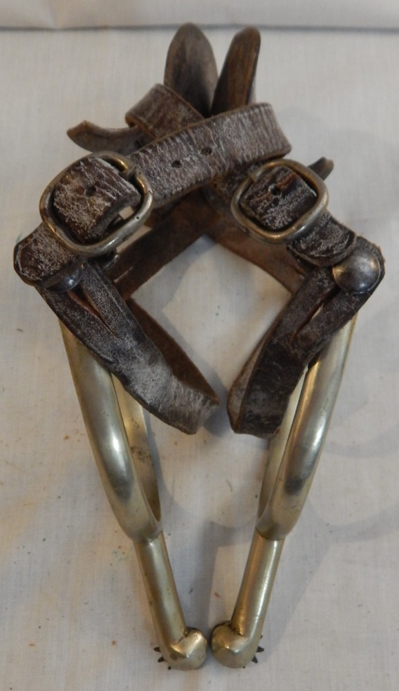 Vintage Solid Nickel Western Cowboy Spurs - 107