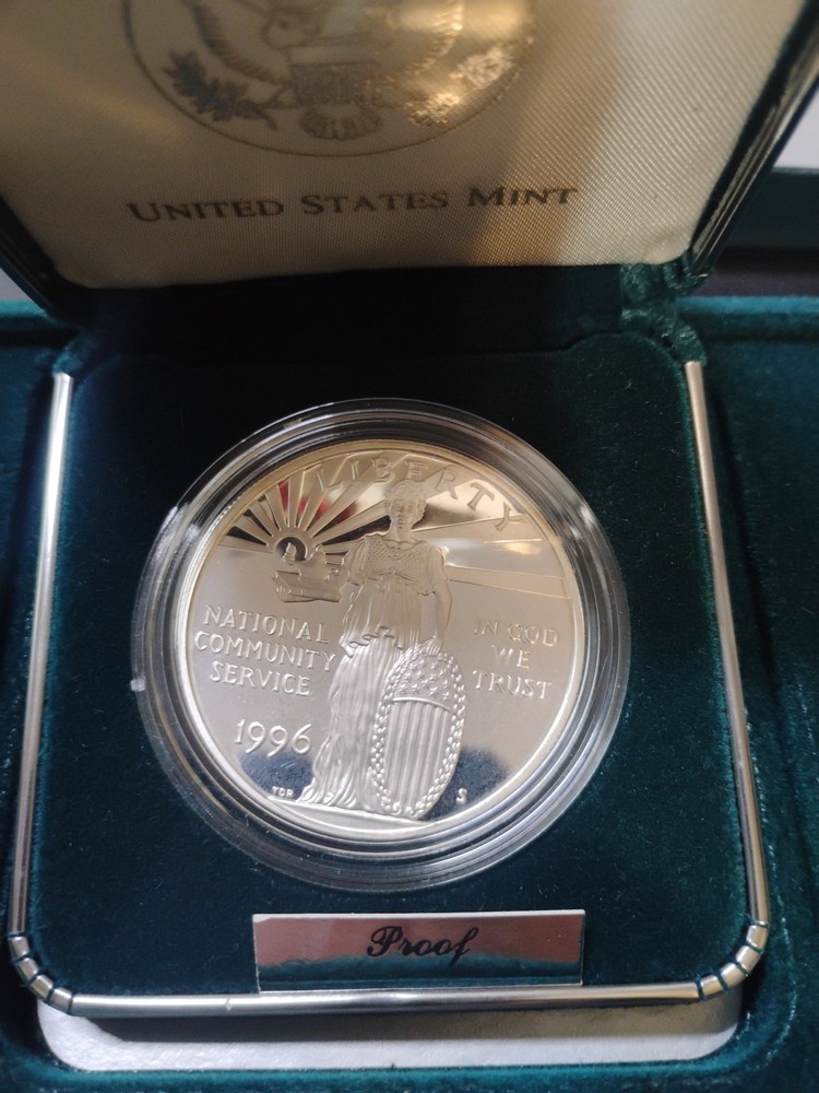 1996-S  Proof  National Community Service- Silver Dollar w/box & COA