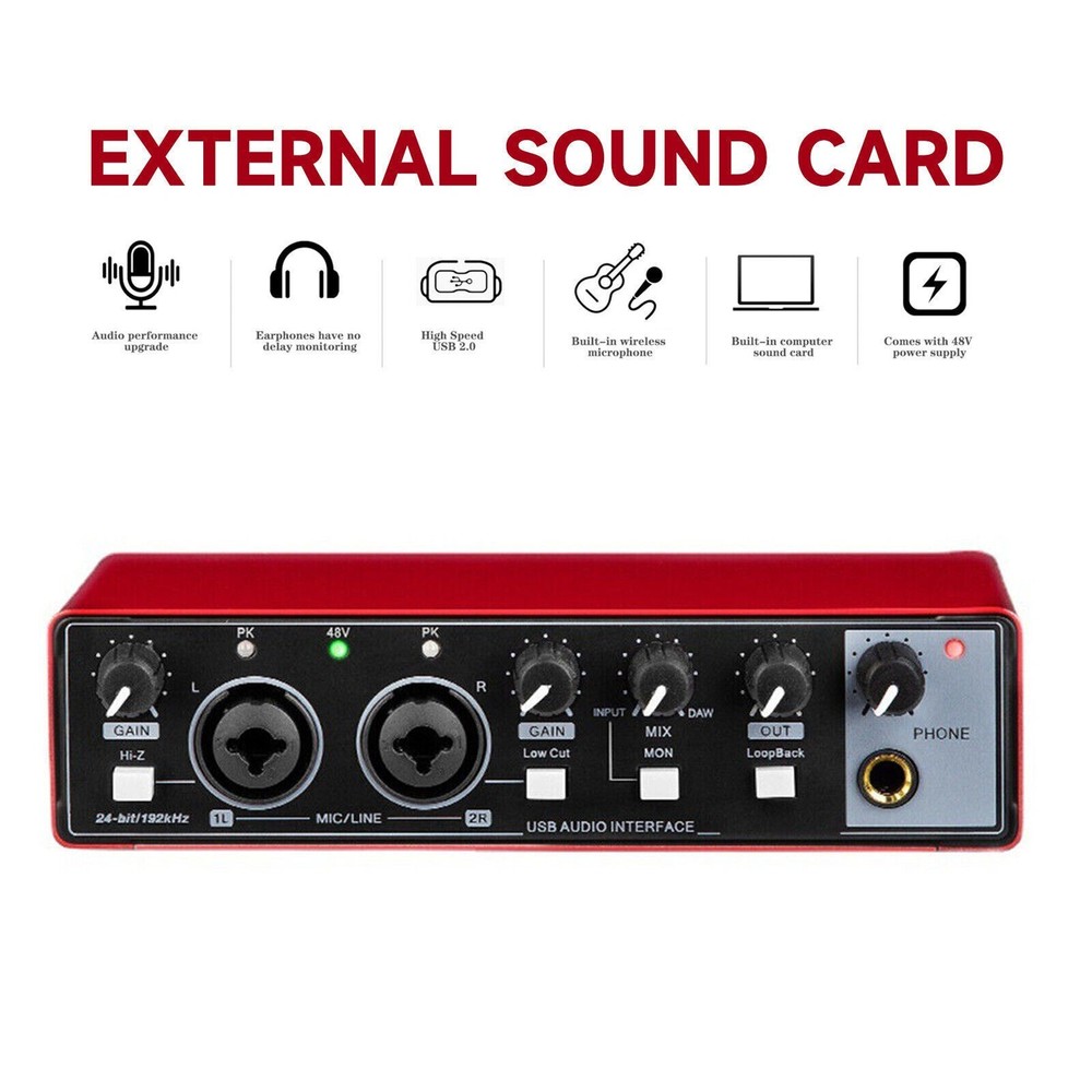 For Studio Recording USB Live External Sound Card Audio Interface Live Streaming