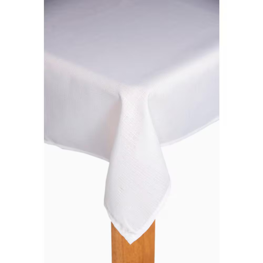 Oxford 52 In. X 70 In. White 100% Polyester Tablecloth