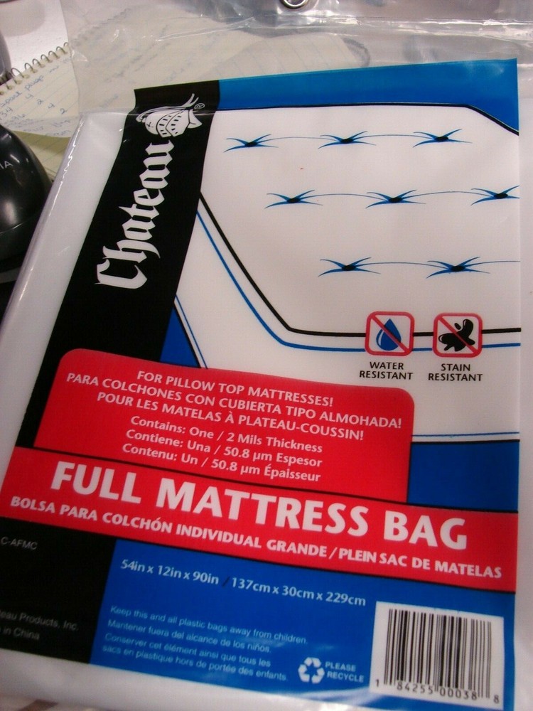 Chateau Full Protective Plastic Full-Size Mattress Bag Pillow top