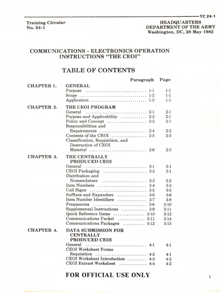 153 Page 1982 TC 24-1 CEOI Communications Electronics COMSEC Manual on Data CD