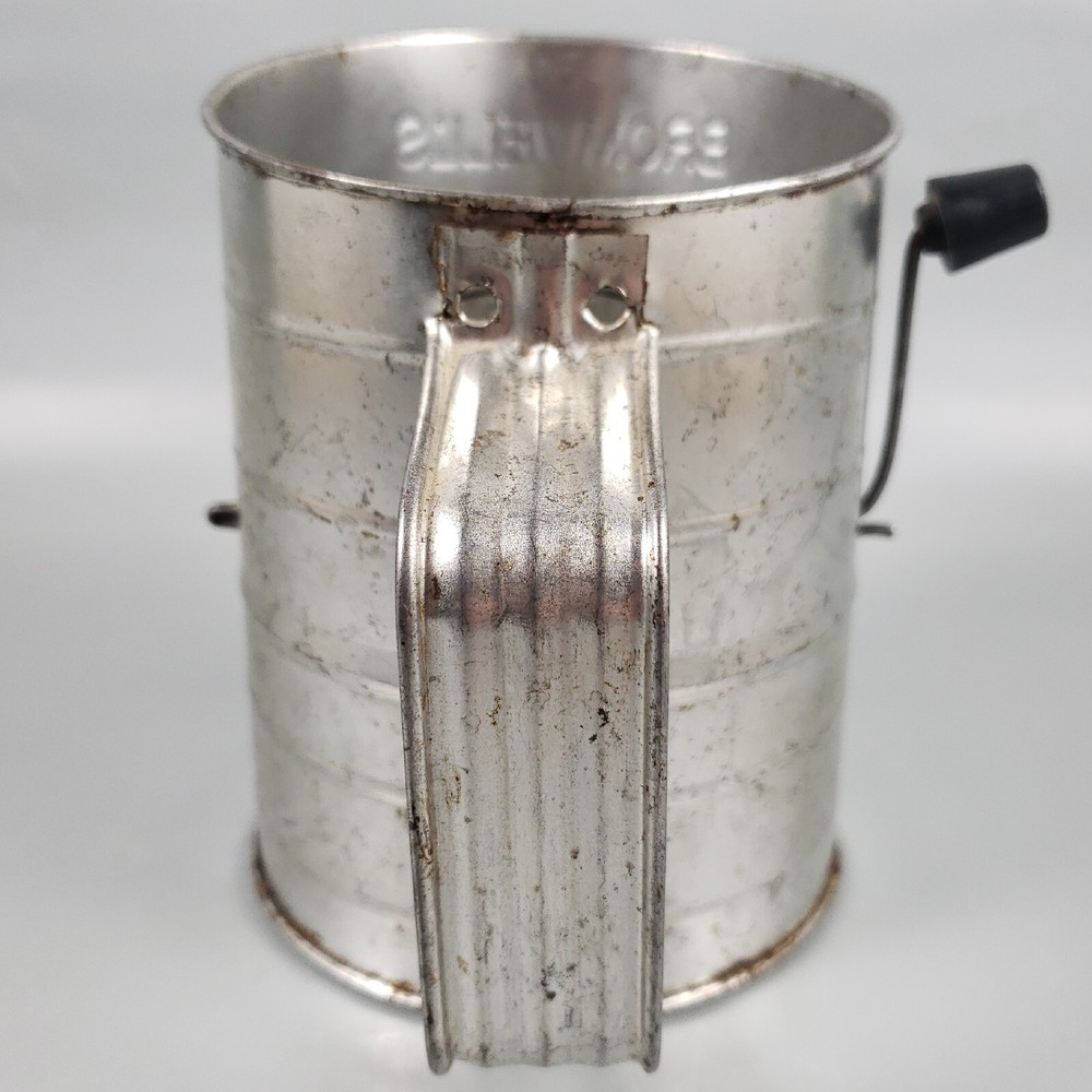 Vintage BROMWELLS Chrome Black Plastic Handle 3 CUP MEASURING-SIFTER