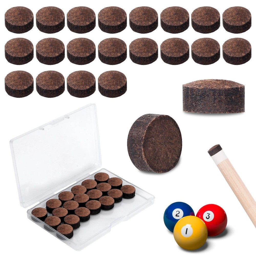 20 Pcs 13mm Billiard Pool Cue Tips Pool Stick Replacement Tips for Snooker