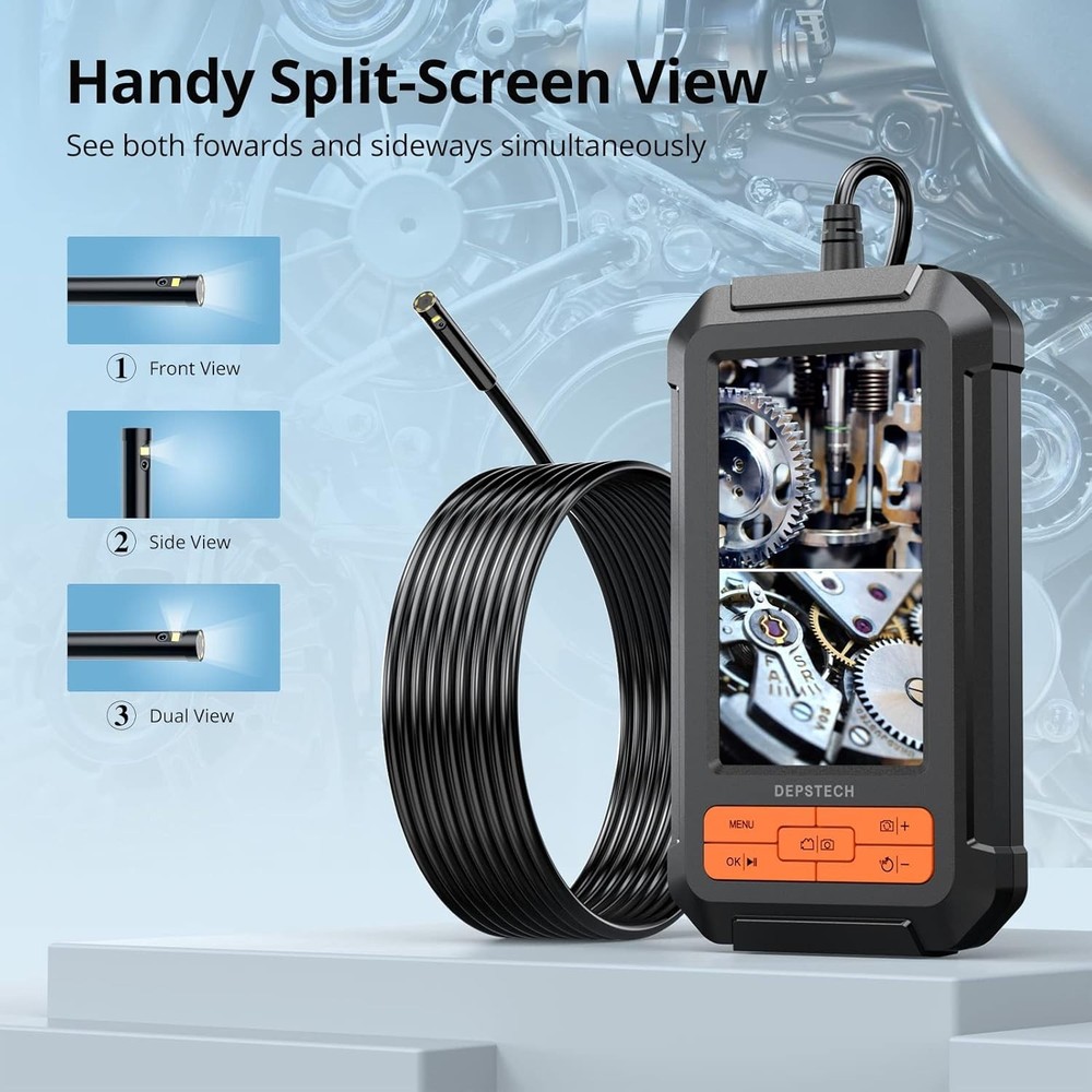 1080P HD Borescope Inspection Camera with Light, Split Screen 16'