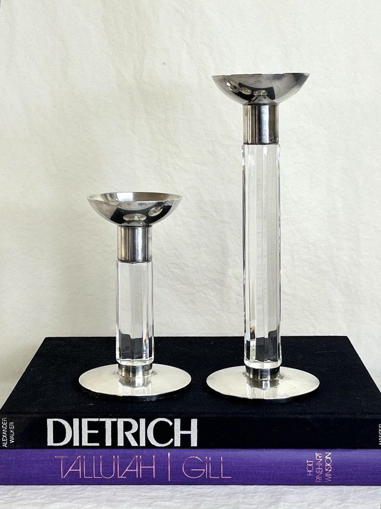 Vintage Silver and Crystal Candlesticks